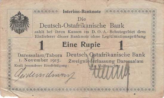 1 Rupie 1915 ro.916a B Seidenschwarz / Stelling